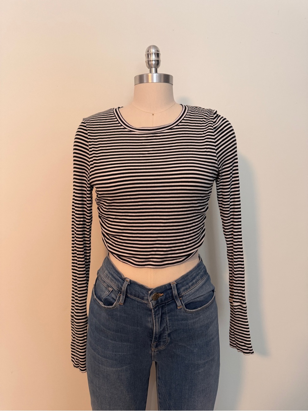 Offline Striped Long-Sleeve Crop Top